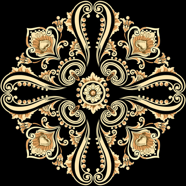 Motivo floral ornamental con elementos decorativos arremolinados
 - Vector, imagen
