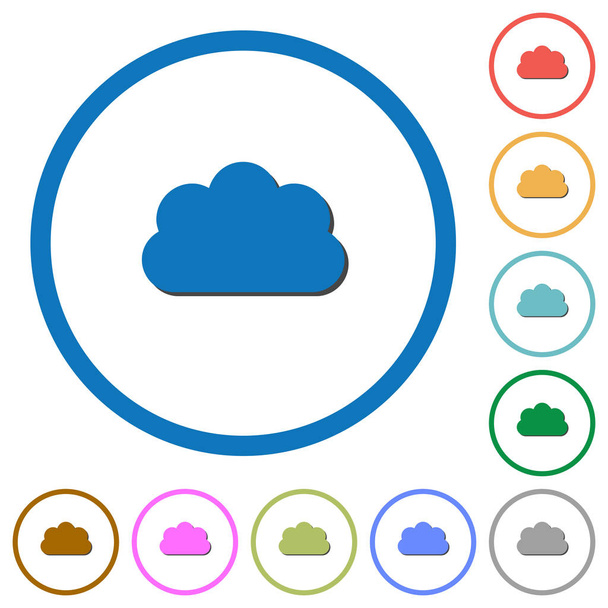 Cloud icons with shadows and outlines - Vector, Image