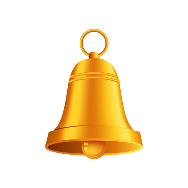 Shiny golden Christmas bell - Vektör, Görsel