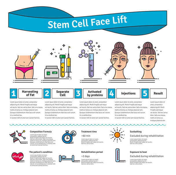 Vector Illustrated set with cosmetology stem cell facelift - Vector, Image