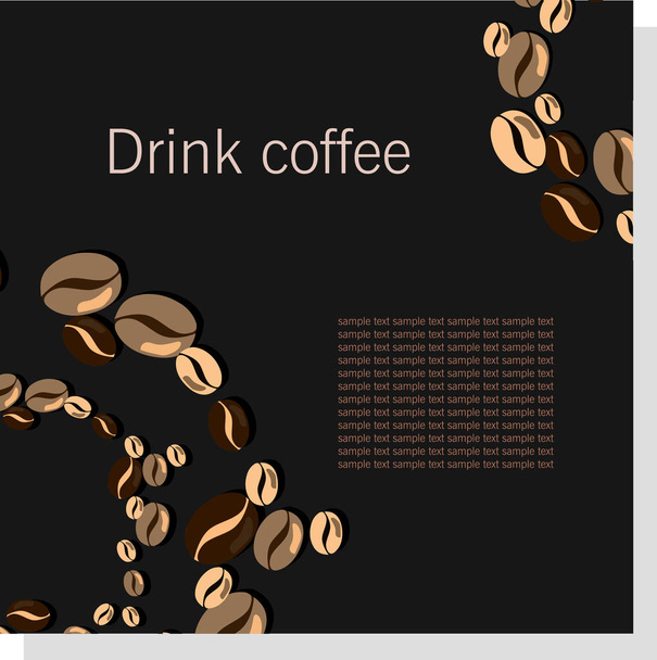 Sötét vektor kártya szemes kávé - Vektor, kép