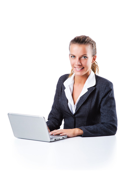 Młoda bizneswoman pracująca na laptopie - Zdjęcie, obraz