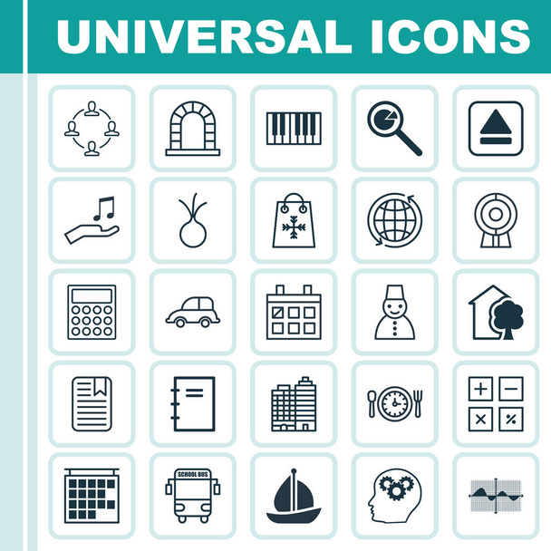 Set Of 25 Universal Editable Icons. Can Be Used For Web, Mobile And App Design. Includes Elements Such As Garlic, Calendar, Note Donate And More. - Vector, Image
