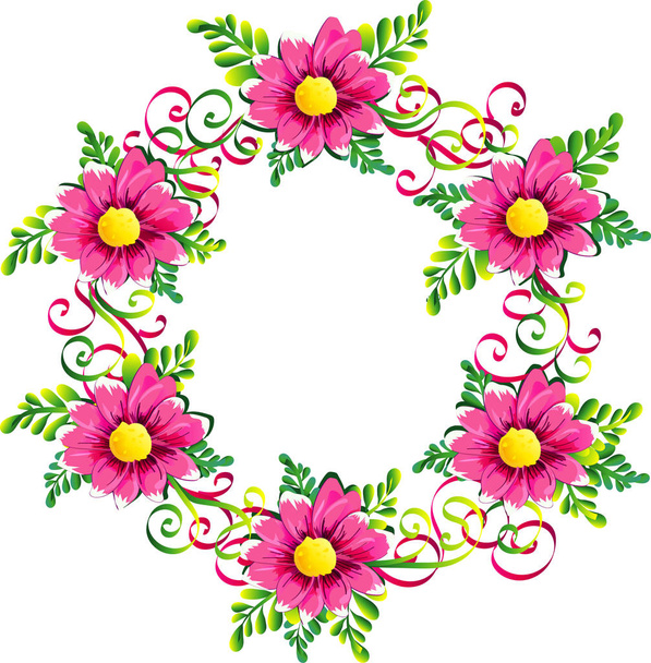 wreath of pink flower - Vector, Image