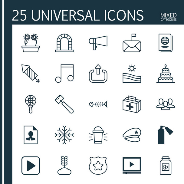 Set Of 25 Universal Editable Icons. Can Be Used For Web, Mobile And App Design. Includes Elements Such As Significant Letter, Identification Document, Spatula And More. - Vector, Image