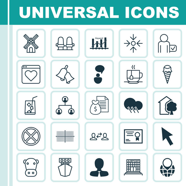 Set Of 25 Universal Editable Icons. Can Be Used For Web, Mobile And App Design. Includes Elements Such As Business Aim, Manager, Lemon Juice And More. - Vector, Image