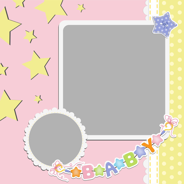 Cute template for baby's card - Вектор,изображение