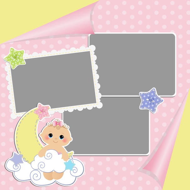 Cute template for baby's card - Vektör, Görsel
