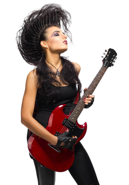 Young woman hard rock musician - Fotó, kép