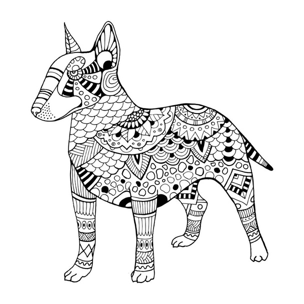 Bullterrier dog coloring book vector illustration - Vector, Image