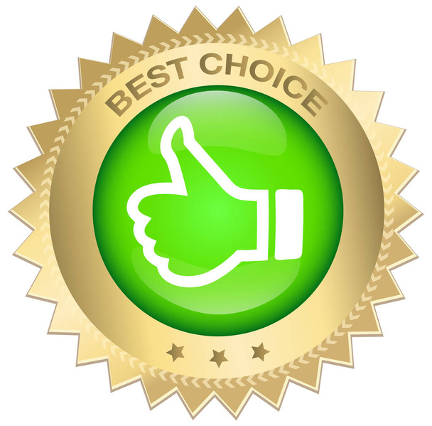 Selo de melhor escolha ou ícone com polegares para cima símbolo
 - Vetor, Imagem