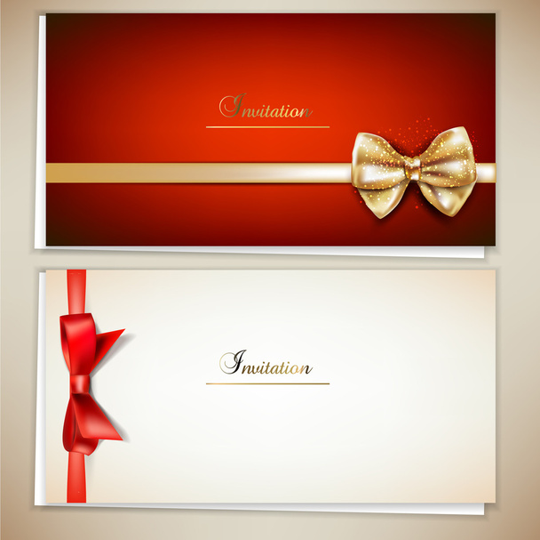 Collection of gift cards and invitations with ribbons. Vector ba - Вектор, зображення