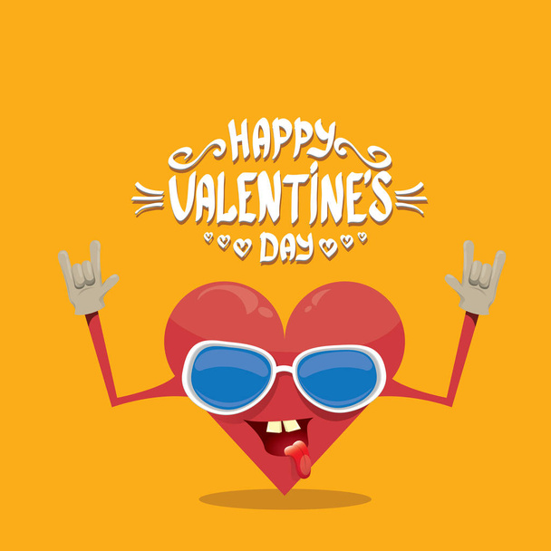 vector valentines day card with cartoon heart - Vector, Imagen