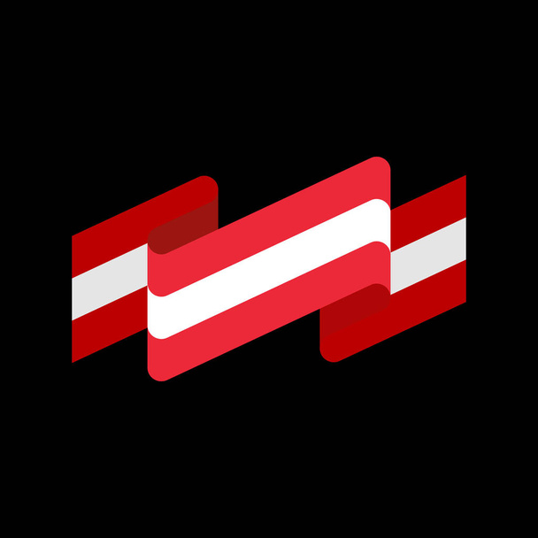 Austria flag ribbon isolated. Austrian banner tape. State patrio - Vector, Imagen