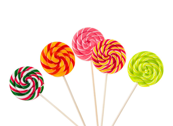 Colorful lollipops isolated on white background. - Photo, Image