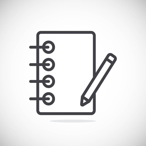 Notebook with pensil icon - Vector, afbeelding