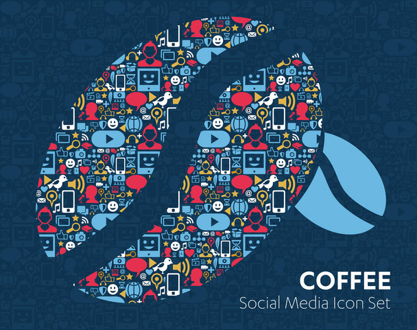 Sosiaalisen median kuvakkeet Kahvipavut Cafe
 - Vektori, kuva