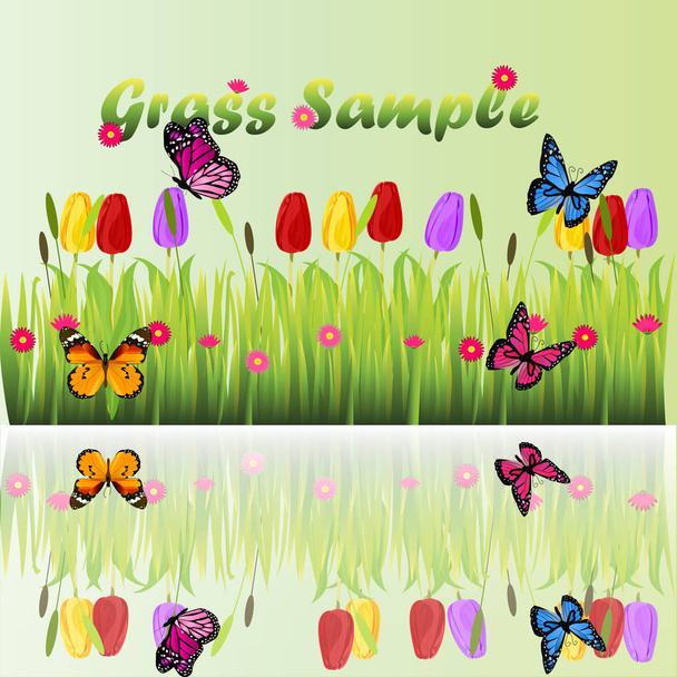 grass with flowers - Vector, afbeelding