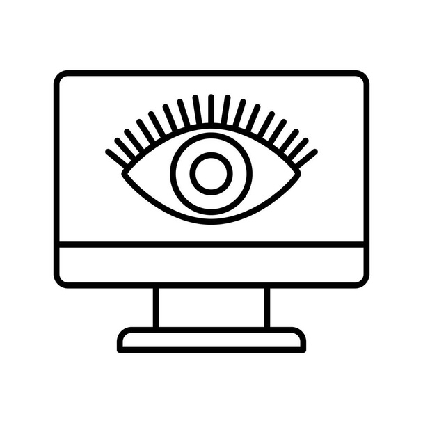монитор компьютера с изолированным значком глаза
 - Вектор,изображение