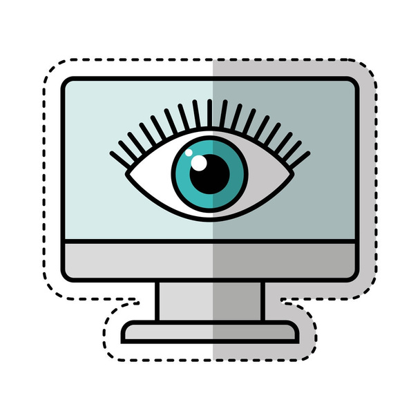 écran d'ordinateur avec icône isolée des yeux
 - Vecteur, image