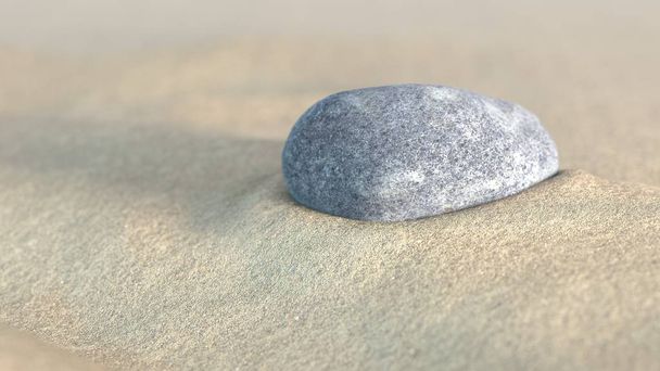 Piedra en la arena. ilustración 3d
 - Foto, imagen
