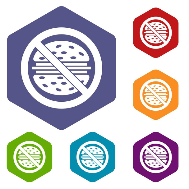 Stop fast food icons set - Vector, afbeelding