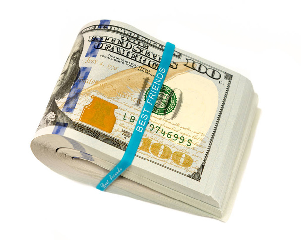 Empilhamento de dinheiro em notas de dinheiro de dólares americanos
 - Foto, Imagem