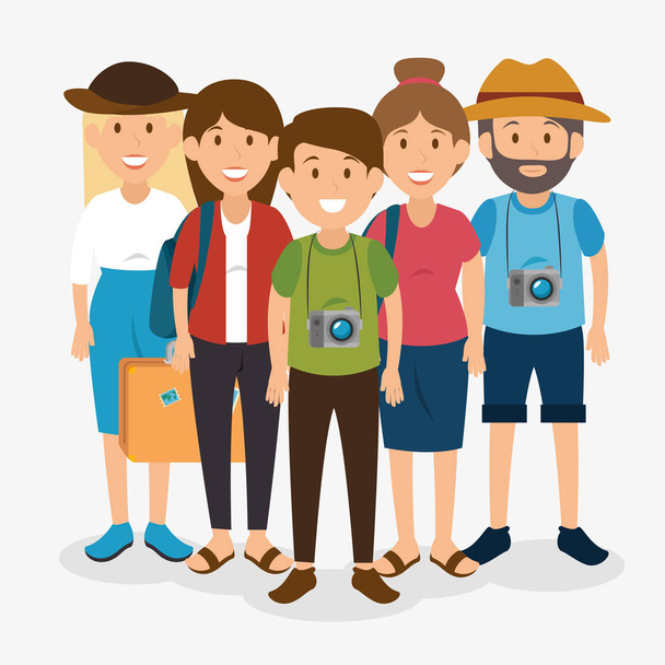 people tourists avatars characters - Vector, Image