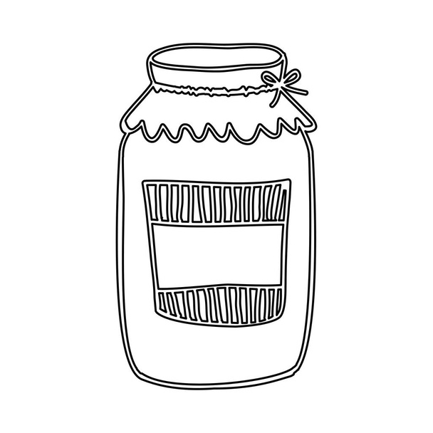 σιλουέτα ποτήρι μαρμελάδα με ετικέτα και καπάκι - Διάνυσμα, εικόνα