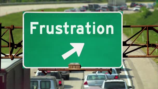Traffic Below a Frustration Road Sign Concept - Footage, Video
