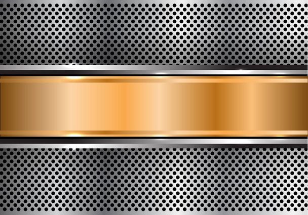 Banner de oro abstracto en el diseño de malla de círculo de plata moderna ilustración vector de fondo de lujo
.  - Vector, Imagen