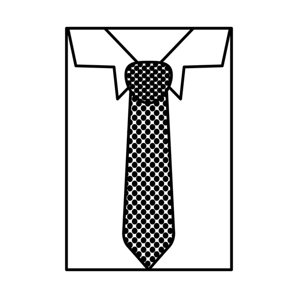 silueta cuadrada cerrar camisa formal con corbata punteada
 - Vector, Imagen