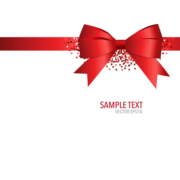 Card with red ribbon and bow. Vector illustration - ベクター画像