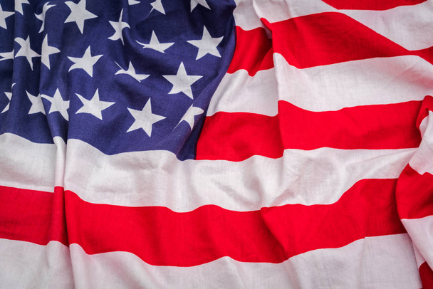 Closeup of American flag . - Zdjęcie, obraz