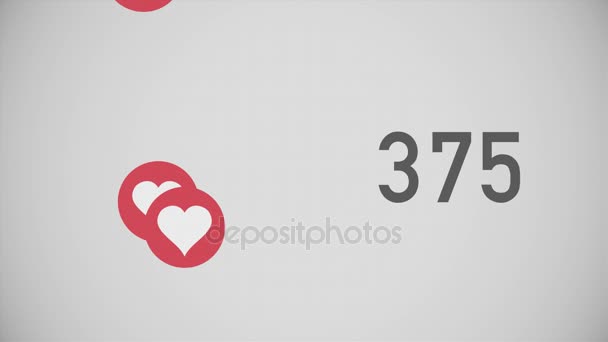 Closeup Counter of Likes sendo acumulada com corações
 - Filmagem, Vídeo