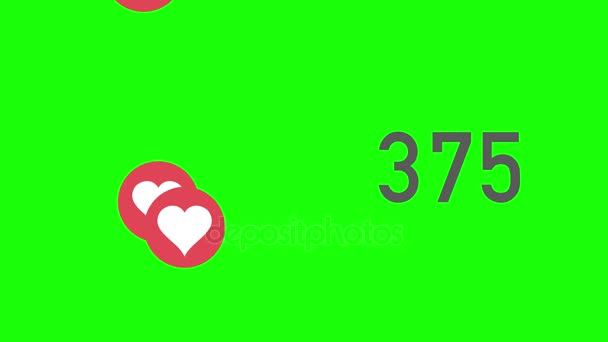 Yeşil ekran Closeup sayacı seviyor mavi kalpler olan birikmiş - Video, Çekim