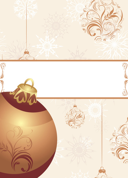 Christmas ball on the ornamental background with snowflakes - Vektör, Görsel
