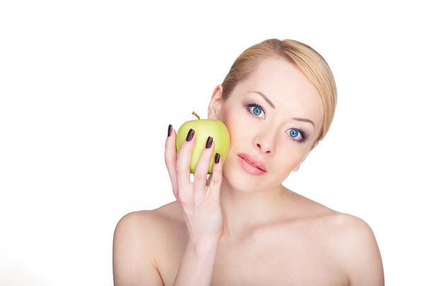 woman with apple - Foto, afbeelding