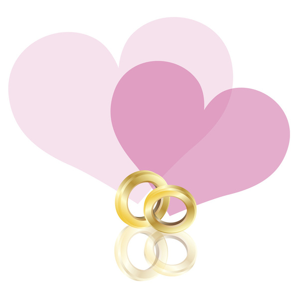 Wedding Rings Gold Band with Hearts Illustration - Vetor, Imagem