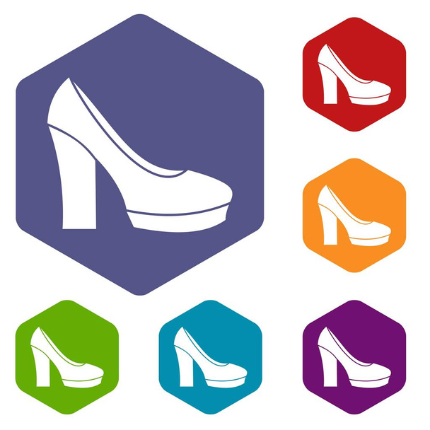 High heel shoes icons set - Вектор,изображение