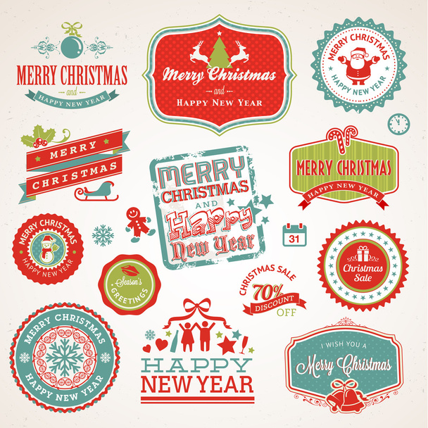 Conjunto de etiquetas y elementos para Navidad y Año Nuevo
 - Vector, imagen