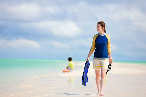 Woman with snorkeling equipment - Photo, Image