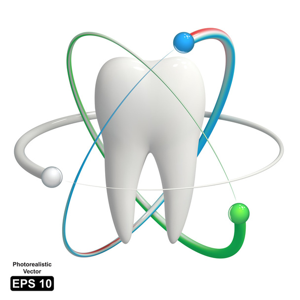 chronione ząb - realistyczny 3d ikona wektor - Wektor, obraz