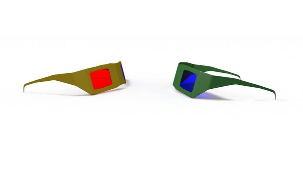 gafas 3d amarillo y verde modelo 3d render
 - Foto, Imagen