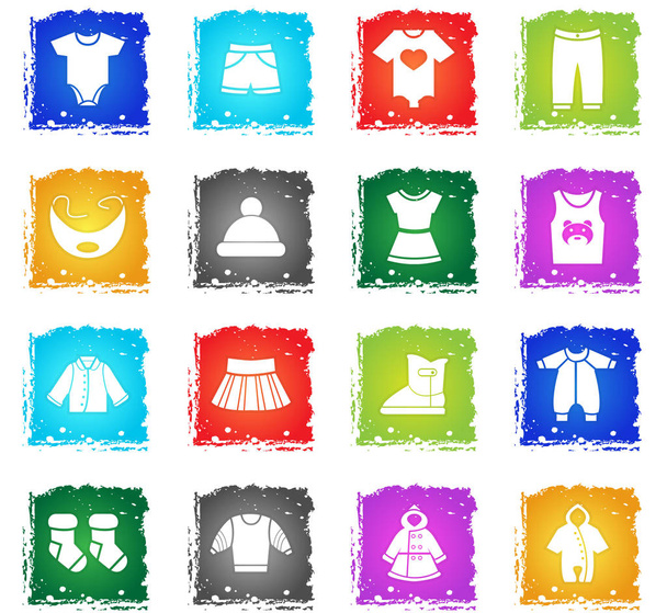 Conjunto de iconos de ropa bebé
 - Vector, Imagen