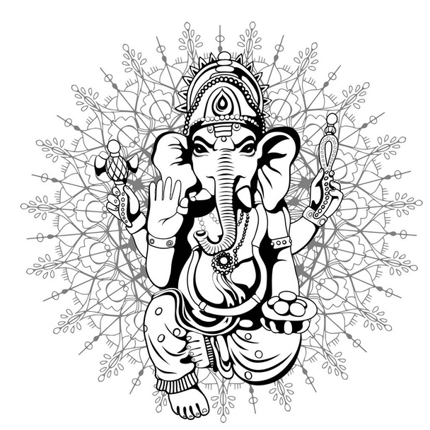 Croquis de Lord Ganesha sur un fond. Vecteur
 - Vecteur, image