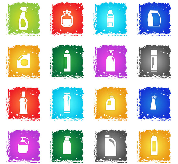 household chemicals icon set - Vector, Image