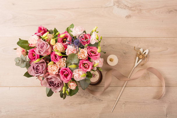 Flat lay of flowers and plants - Photo, image