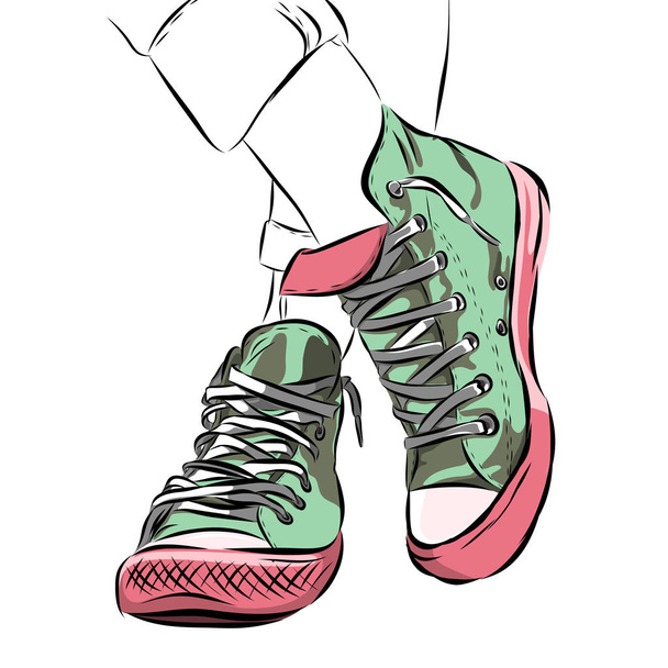 colore menta scarpe sportive scetch su sfondo. Vettore
 - Vettoriali, immagini