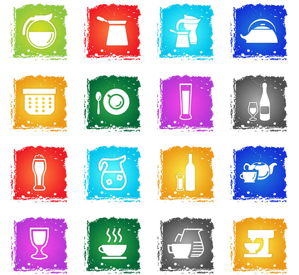 utensils for beverages icon set - Vector, Imagen